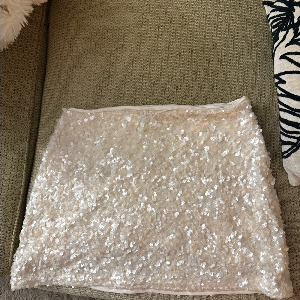 Zara Cream Sequin Mini Skirt